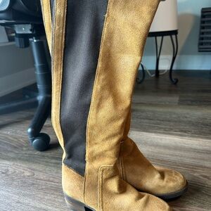 Tan and Black Knee-High Boots